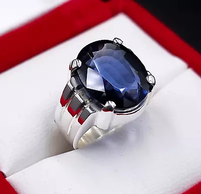 Big Sapphire Ring Blue Sapphire Ring For Men 925 Silver Mens Neelam Ring • $170
