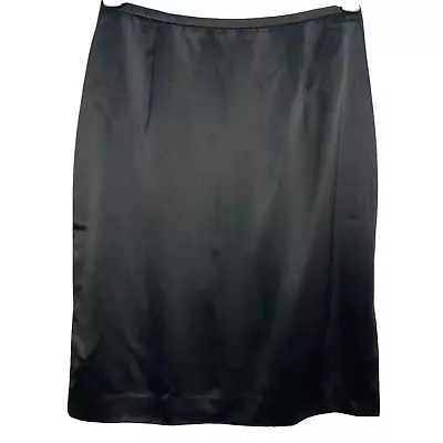 Unknown Brand Women Skirt A Line Side Zip Back Split Shiny Black Size 8  • $0.99