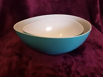 2x Blue & White Melamine Nesting Bowls ( Egg Shaped ) • £14.99