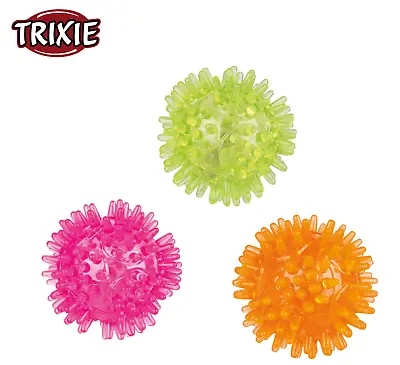 £12.49 • Buy 3x Trixie Flashing Light Up Hedgehog Ball Small Dog Play Toy Tpr Bouncy 5 Cm