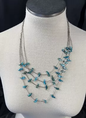Vintage 4 Strand Fetish Necklace With Turquoise Colored Birds • $40