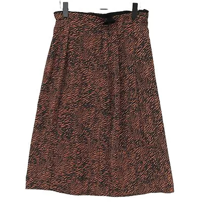 Zara Women's Midi Skirt M Brown Animal Print 100% Other Midi A-Line • £11.50