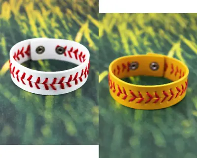 $5.77 • Buy Baseball Or Softball Faux Leather Cuff Bracelets