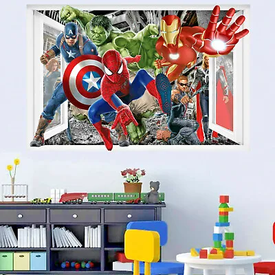 £15.99 • Buy Superheroes Avengers Spiderman Hulk Wall Stickers Art Mural Boys Room Decor 321