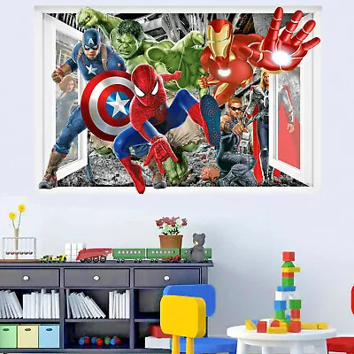 Superheroes Avengers Spiderman Hulk Wall Stickers Art Mural Boys Room Decor 321 • £19.99