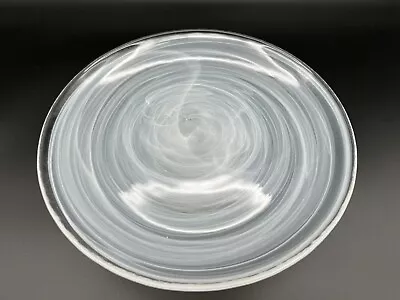 White Swirl Blown Art Glass 8.25” Cake / Cupcake Stand • $14