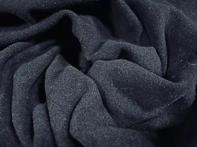 Wool Mouflon Flannel Brushed Fabric Per Metre - Plain - Midnight Blue • £12.99