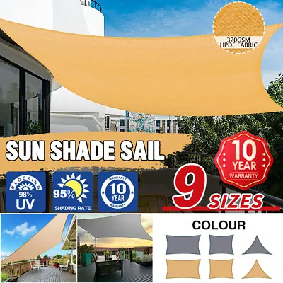 320 GSM Sun Shade Sail Shade Cloth HDPE 98% UV Block Rectangle Triangle Square • $103.99