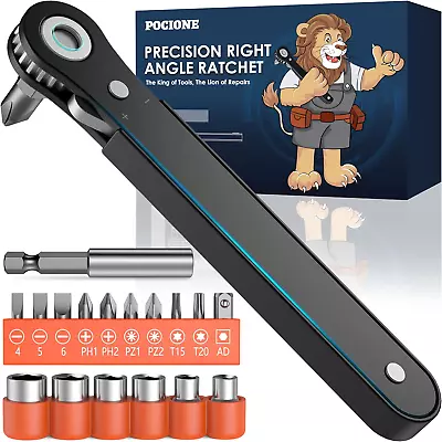 Right Angle Screwdriver Mens Gifts - 90 Degree Offset Ratcheting Screwdriver Poc • $17.68