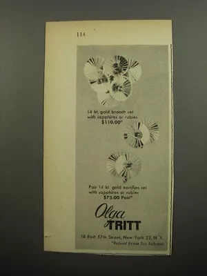 1952 Olga Tritt Brooch And Earclips Advertisement • $19.99