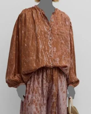 $315 Mes Demoiselles Women's Brown Selenite Blouson-Sleeve Shirt Size 36 • $101.18