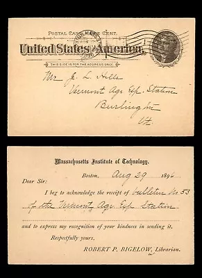 Mayfairstamps US 1896 Boston MA Institute Of Technology Flag Cancel Stationery C • $5.55