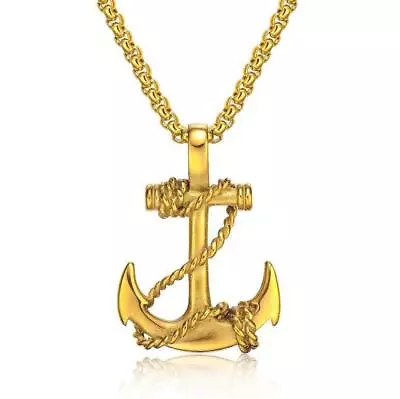 Men's Stainless Steel Nautical Surfing Beach Anchor Pendant Necklace Men Gift US • $6.83