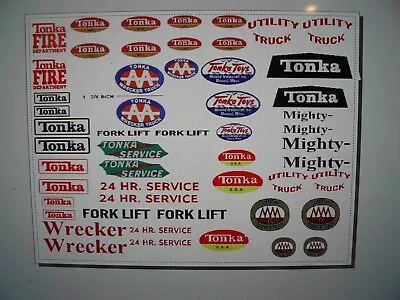 Tonka Truck Variety Sheet Decals (Oval 1 3/4 Inch Wide)  18 Scale? • $15.97