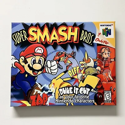 Super Smash Bros Nintendo 64 Game Cover Gallery Wrapped Canvas Print 12x16 • $38.21