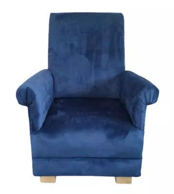 Adult Chairs Armchairs Velvet Fabric Accent Animals Blue Navy Plain Small Lounge • £229.99