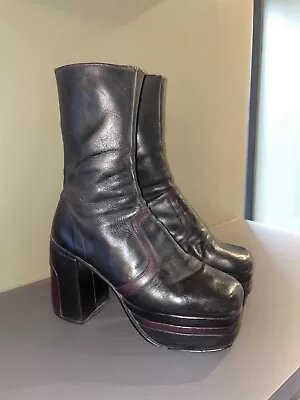 Original Handmade 1971 Leather Platform Boots Mens/women’s Size Uk9 • £269.95