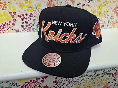 Mitchell And Ness Hat New York Knicks Cap Black Adjustable Snapback NBA • £20