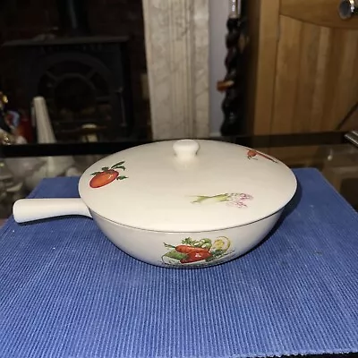 Egersund Norway Pottery - Lidded Pan With Handle - Vegetable Decoration • £22