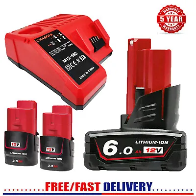 7Ah For Milwaukee 12V M12B4 XC 6.0Ah Li-Ion M12 Battery M12 48-11-2440 / Charger • $25.92