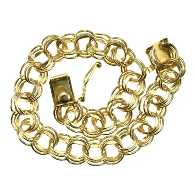 SOLID 14k GOLD  Vintage  Charm  Bracelet Wilco Chain Co. Double Spiral • $990