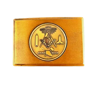 Masonic Mason Emblem Brass Belt Buckle • $17