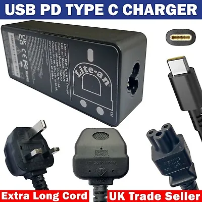 £15.99 • Buy 65W USB Type C Power Adapter Universal USB C Charger PD Fast Charger