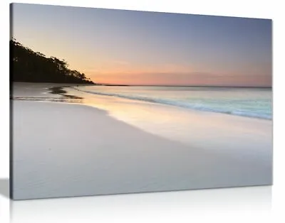 Pretty Soft Colours Beach Sky And Sand Seaside Canvas Wall Art Picture Print • £11.99