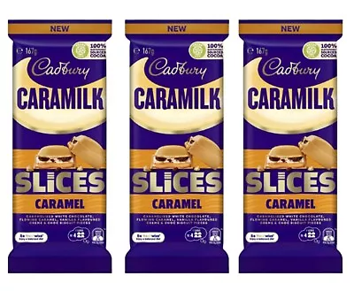 3 X Cadbury Caramilk Caramel Slices Chocolate Bar 167g – Long BBE – Australian • £13.99