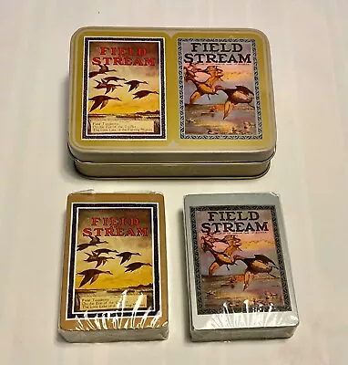 “1986 Field & Stream Playing Cards” ~ 2 New Decks Featuring Ducks In Metal Tin • $9.95