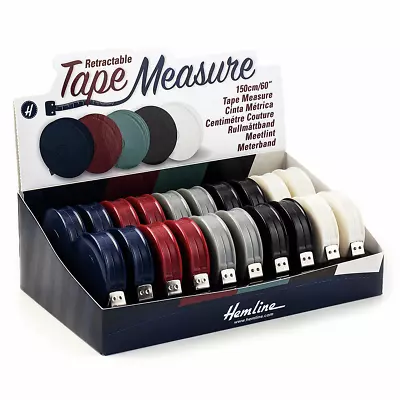 Hemline Retractable Tape Measure Fibreglass 150cm 60  Blue Red Grey Black White • £2.75