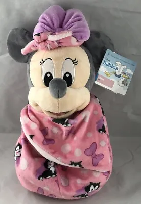 $34.99 • Buy Disney Parks Babies Minnie Mouse Baby Plush With Blanket Pouch Blankie 10  - NEW
