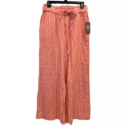 NEW Vince Camuto Pants Womens Small Red Striped Beach Wide Leg Trousers Pockets • $13.15