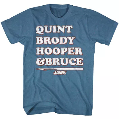 Jaws 70's Thriller Movie Orca Boat Crew Names Hooper Brody & Quint Men's T Shirt • $39.66