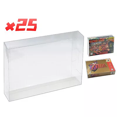 25x SUPER NINTENDO SNES CIB - CLEAR PLASTIC PROTECTIVE BOX PROTECTOR SLEEVE CASE • $29.99