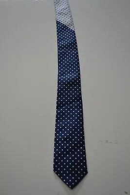 £3.99 • Buy Jaeger Navy Blue Silk Necktie With Spotted Print