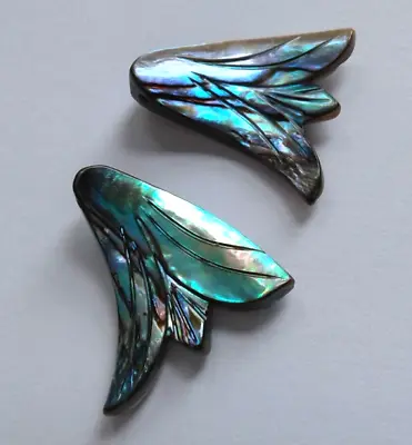 2 Natural Paua/Abalone Shell Beads Carved Mermaid Tail. 22mm Jewellery Making • £15.64