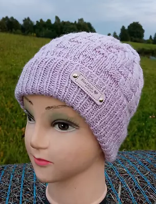 Womens Lilac Hat With A Lapel. Original Hat.spring Hat.warm Hat.natural... • $92.48