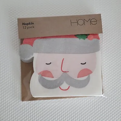 £3.75 • Buy Pack Of 12 Linen Feel Santa Claus Shaped Paper Napkins *NEW* 31x31cm Christmas