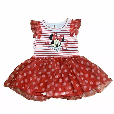 Disney Minnie Mouse Infant Baby Girls Dress White/Red Tulle 3-6 Months • $8