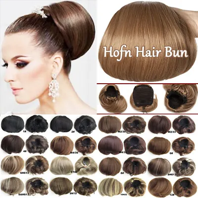 Horn Hair Bun Real Natural Clip In Hair Piece Extensions As Human Chignon Updo A • $10.40