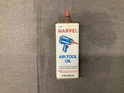 Vintage MARVEL Air Tool Oil 4oz Oiler Can Full Great Graphics • $19.50