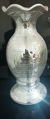 £16.99 • Buy 10  Mosaic Vase Crushed Diamond Silver Crystal Decorative Mirror Flower Luxury