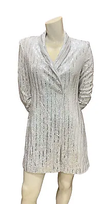 Zara Blazer Dress  Silver Medium Sequin Nwot • $59