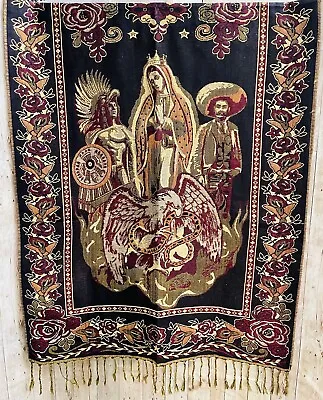 Virgin Mary Mexican Shawl Wrap Pashima Reboso De La Virgen Maria Emiliano Zapata • $34