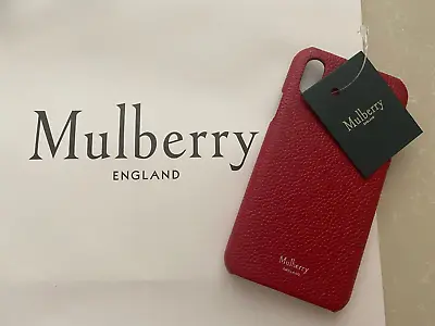 New : MULBERRY Apple IPhone X Leather Clip Case In Scarlet :  Brand New • £29.99