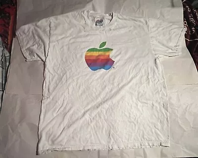 Vintage Apple Rainbow Logo Graphic T-Shirt Macintosh Hanes XL Pre-Owned • $75.60