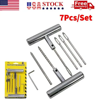 7Pc/set Heavy Duty Tire Repair Kit For Car Motorcycle Truck Plug Tyre Mending To • $12.08