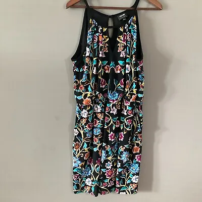 Nicole Miller Blouson Dress Floral Sleeveless Stretchy Pockets Pullover Size XL • $22.99