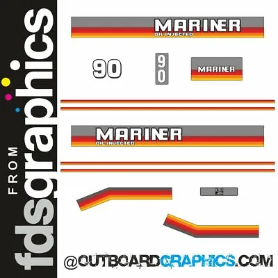Mariner 90hp 2 Stroke Rainbow Clamshell Outboard Decals/sticker Kit • $55.41